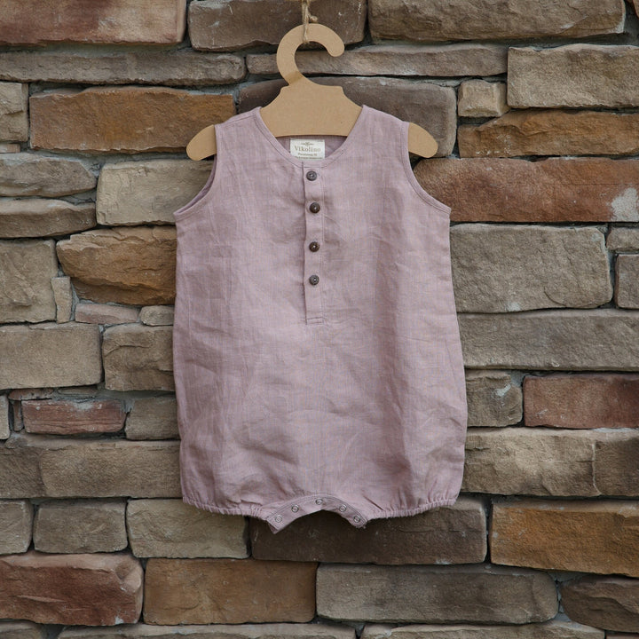 Baby Girl Linen Romper - 1st Birthday & Baby Shower