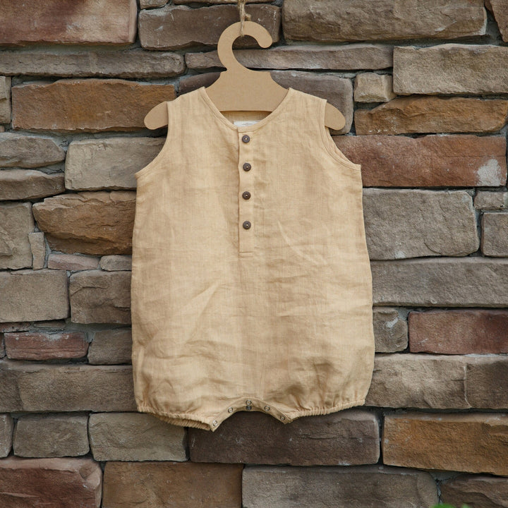 Baby Girl Linen Romper - 1st Birthday & Baby Shower